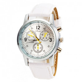 Men's & Women'S Watch Circle Cool Movement Length 25.5Cm Alloy With PU Strap Watch White