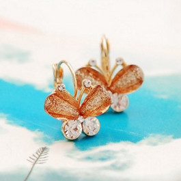 fashion exquisite crystal brown butterfly earring for women alloy stud earrings jewelry