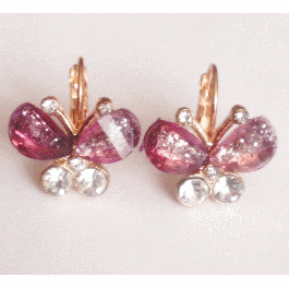 fashion exquisite crystal purple butterfly earring for women alloy stud earrings jewelry
