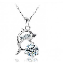 crystal rhinestone alloy white gold sterling silver pendant necklace