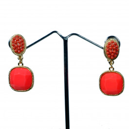fashion designer rhinestone orange clip earrings