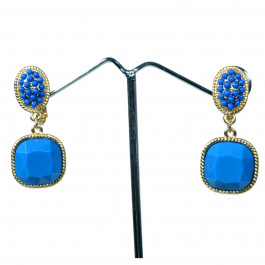 fashion designer rhinestone blue clip earrings
