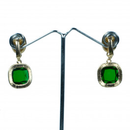 fashion designer rhinestone green clip earrings