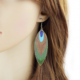 feather shape long dangle earrings