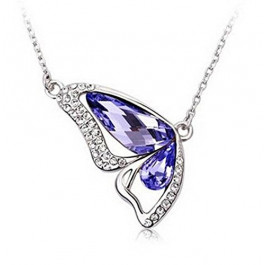 Angelfish dancing butterfly crystal pendant necklace