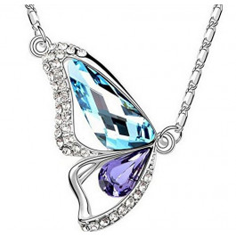 Angelfish dancing butterfly crystal pendant necklace