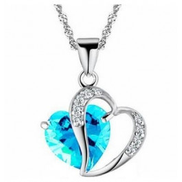 Angelfish Romantic Multicolor Crystal Love Heart Pendants Necklaces