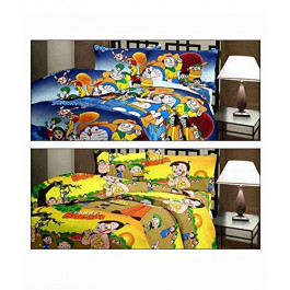Ayushi Craft & Fashion Set of 2 Cartoons Chota Bheem and Doramon Reversible AC Blanket