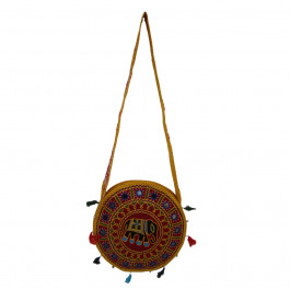 The Living Craft ETHNIC ROUND SHAPED WOMEN's SLINGBAG with AARI Work Multicolor TLCBG0249