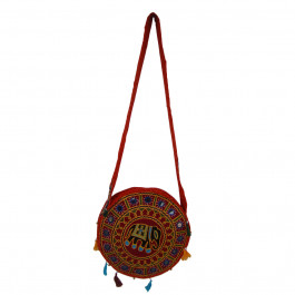 The Living Craft ETHNIC ROUND SHAPED WOMEN's SLINGBAG with AARI Work Multicolor TLCBG0250