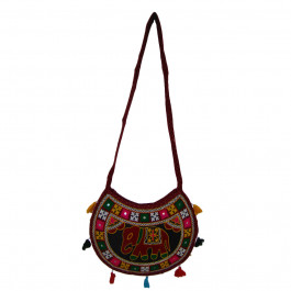 The Living Craft ETHNIC MOON SHAPED WOMEN's SLINGBAG with AARI WORK Multicolor TLCBG0256