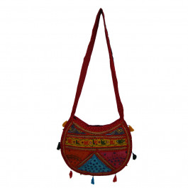 The Living Craft ETHNIC MOON SHAPED WOMEN's SLINGBAG with Mix Patchwork Multicolor TLCBG0260