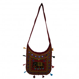 The Living Craft ETHNIC U-SHAPED WOMEN's SLINGBAG with AARI WORK Multicolor TLCBG0263